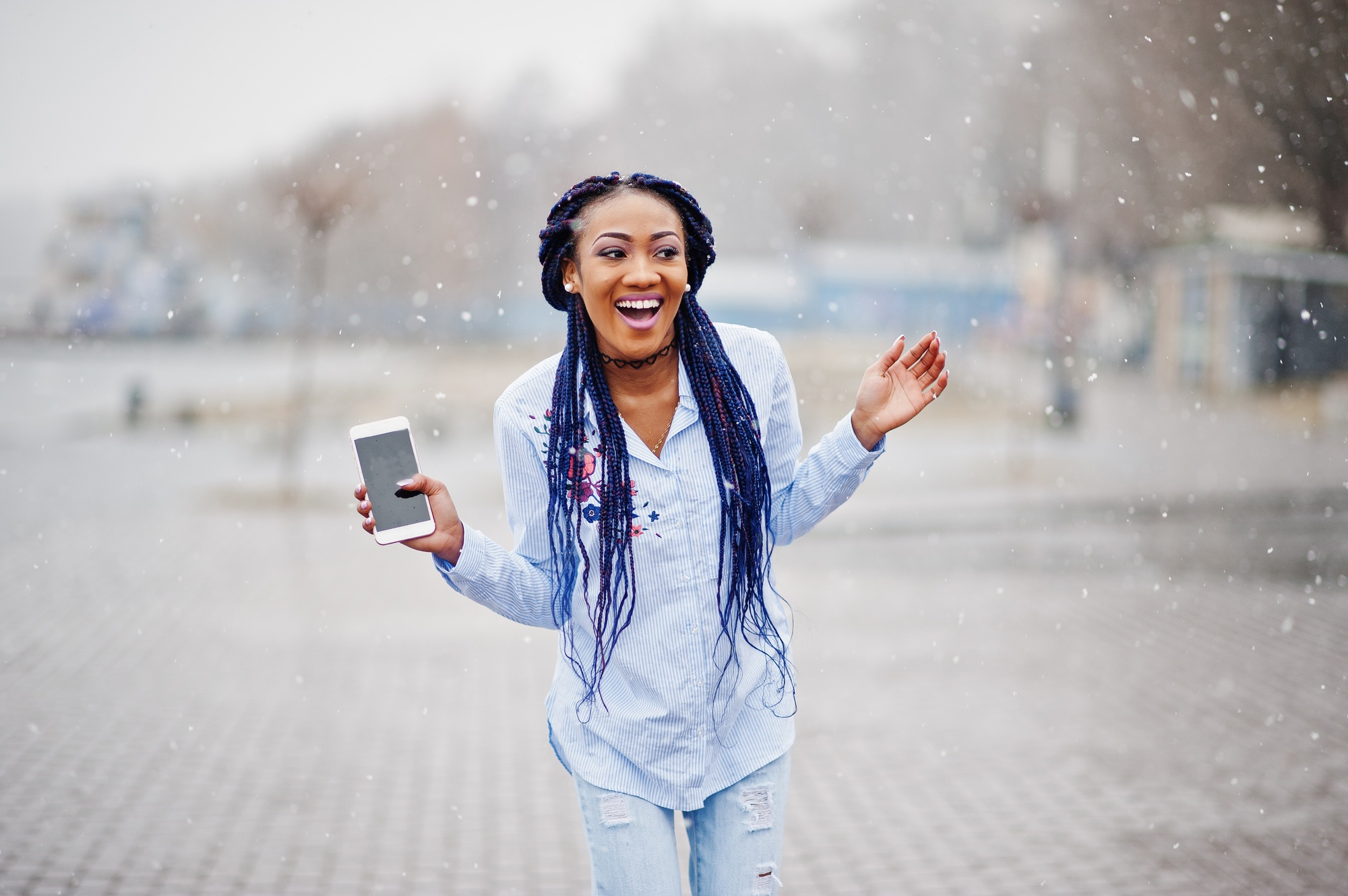 Stylish african american girl with dreads