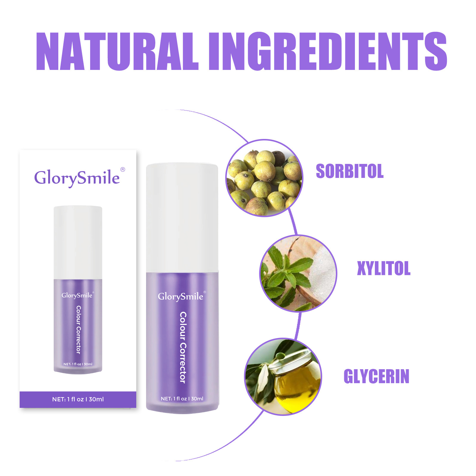 Glorysmile 30ml Purple V34 Colour Corrector Toothpaste